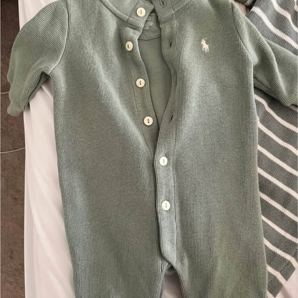 EUC - TWO Ralph Lauren Sage Green Footie
